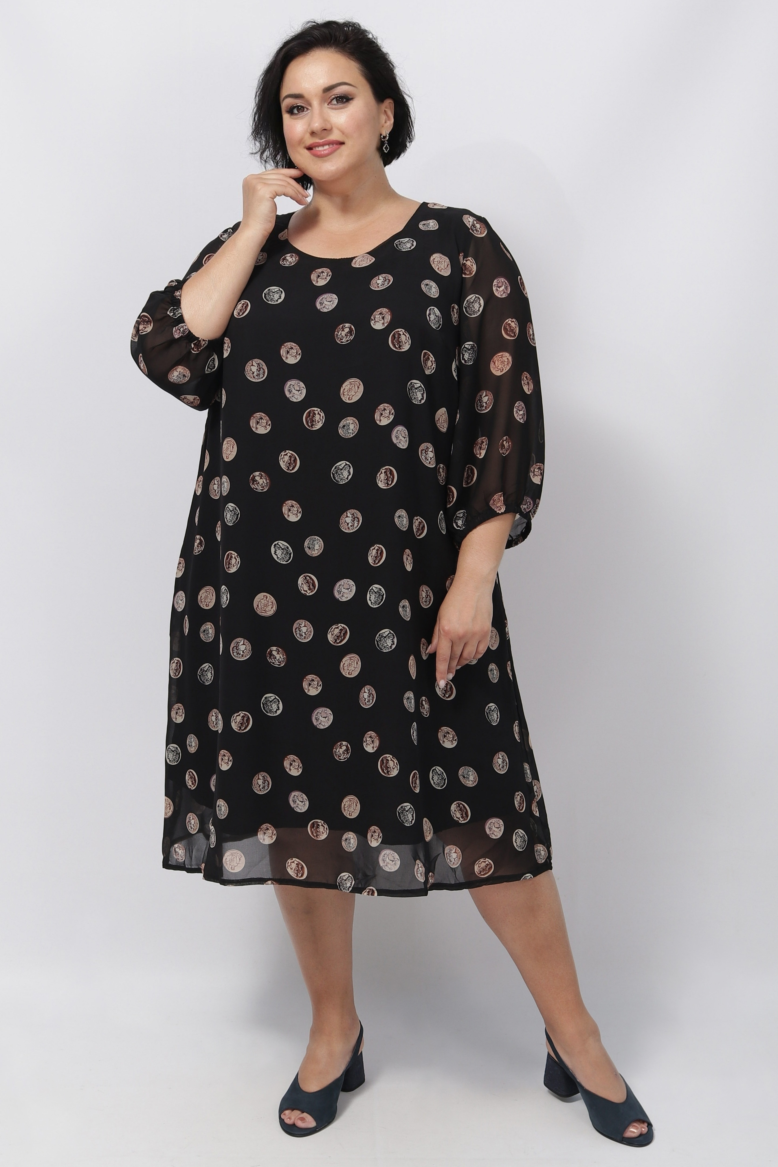 Легка шифонова сукня в принт супер батал