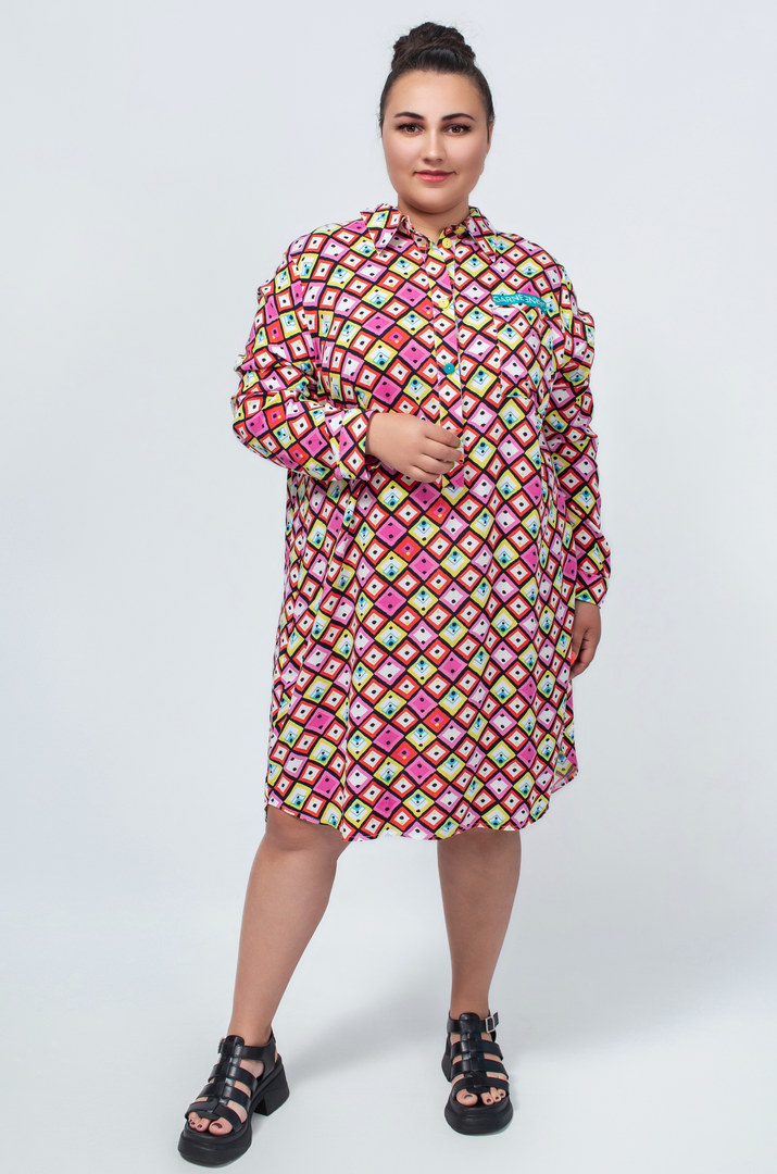 Сукня міні штапель в різних принтах супер батал