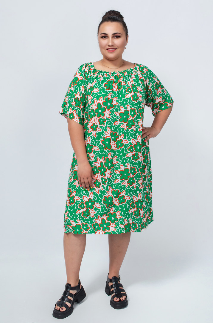 Яскрава сукня міні зі штапелю в різних кольорах супер батал