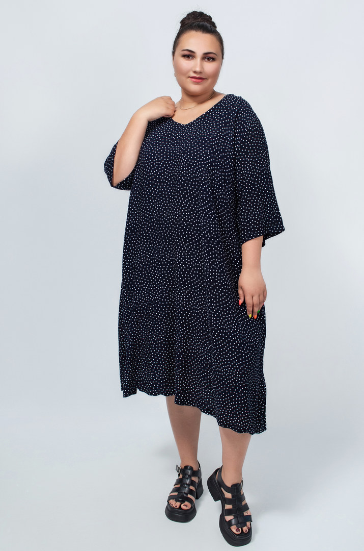 Легкое платье мини с принтом из штапеля в разных цветах супер батал