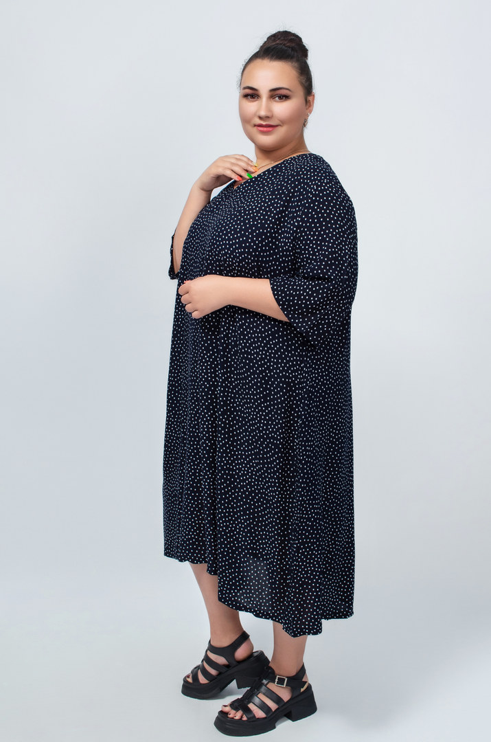 Легкое платье мини с принтом из штапеля в разных цветах супер батал