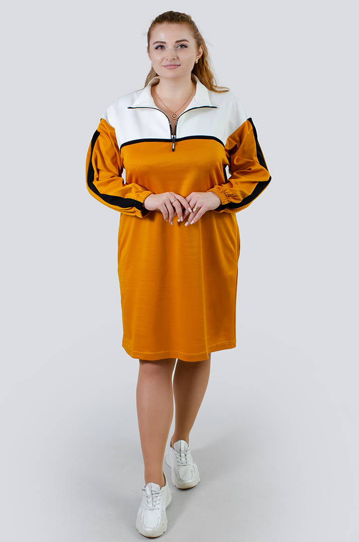 Яскрава сукня з коміром на блискавці батал