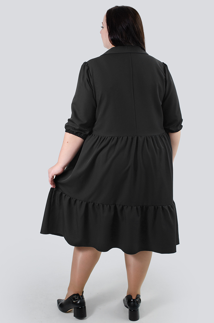 Платье миди однотонное с воланами супер батал