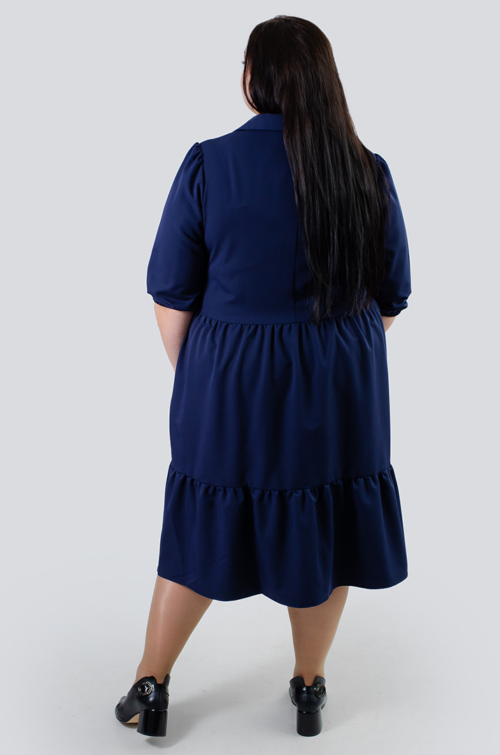 Платье миди однотонное с воланами супер батал