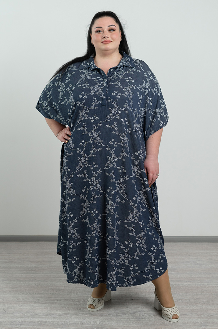 Сукня максі в принт мільфльор великих розмірів