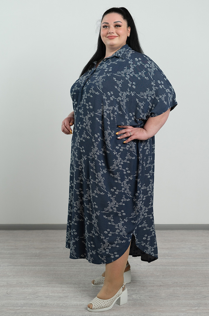 Сукня максі в принт мільфльор великих розмірів