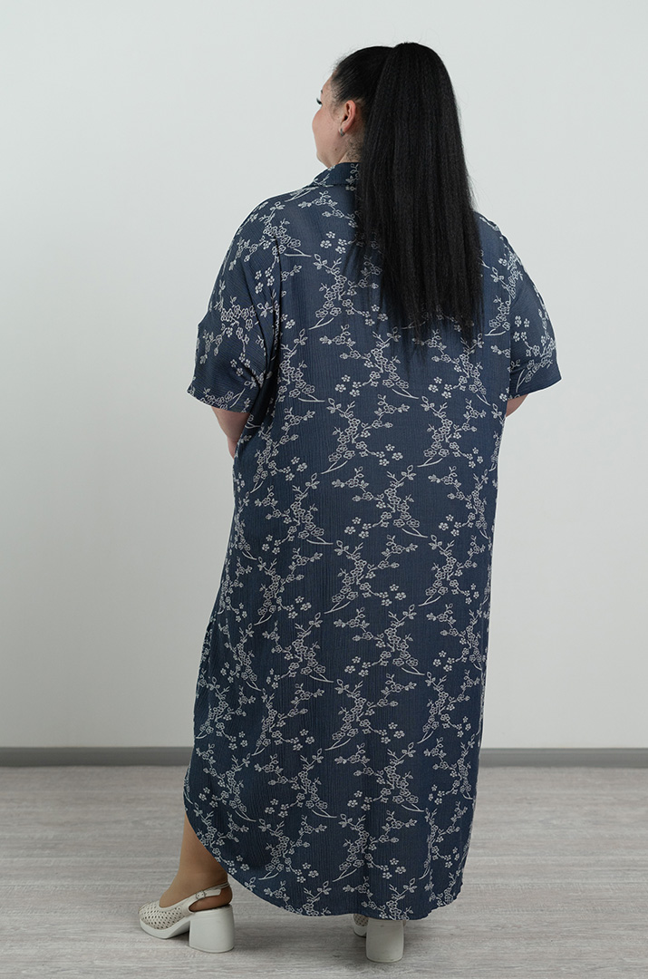 Сукня максі в принт мільфльор великих розмірів