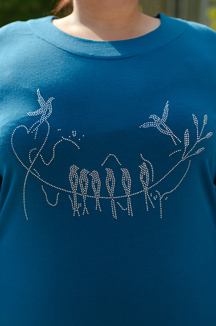 Сукня міні синя зі стразами великих розмірів