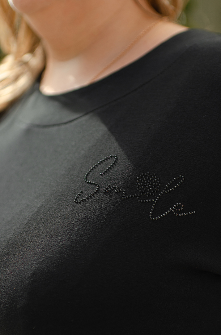 Сукня міні двунитка зі стразами великих розмірів