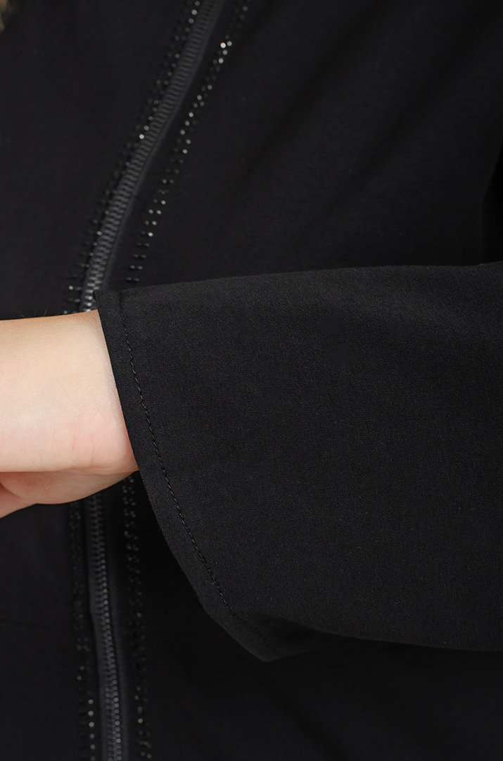 Черное платье миди с молниями и стразами больших размеров