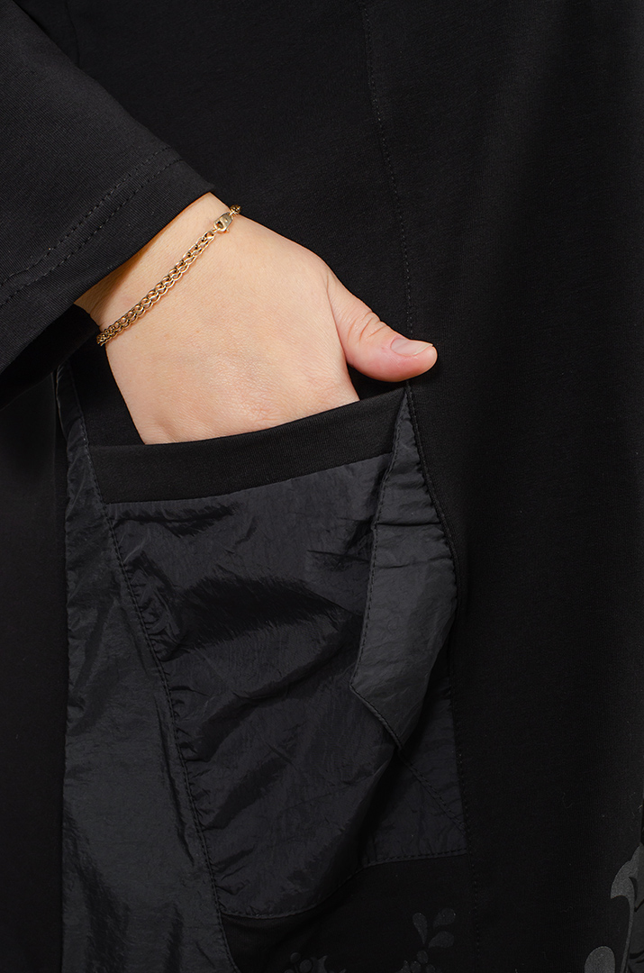 Стильное платье миди из двунитки и плащевки больших размеров