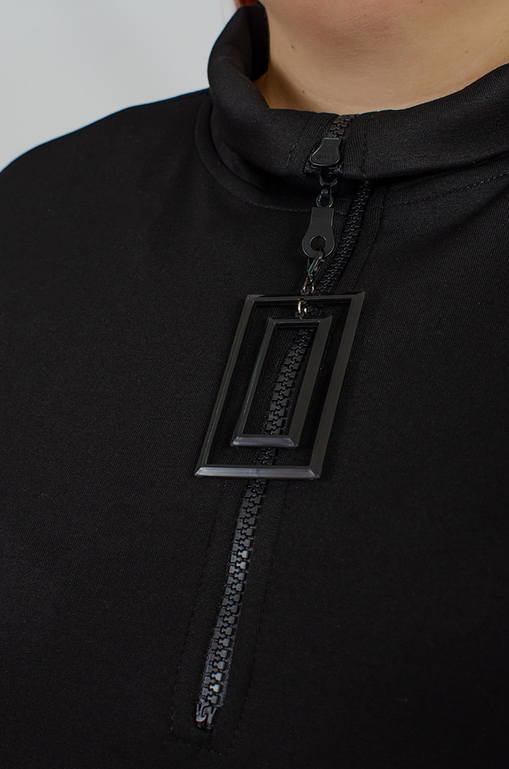 Чорна сукня міді з розрізами, принтом та блискавкою великих розмірів