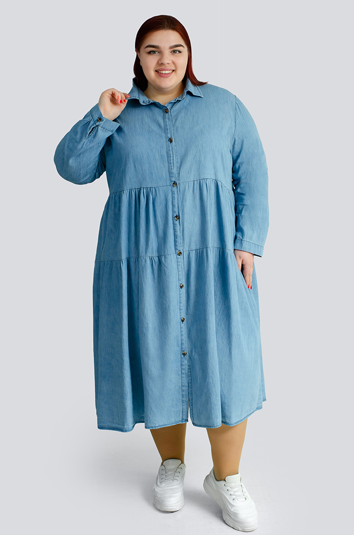 Джинсова сукня з ґудзиками великих розмірів
