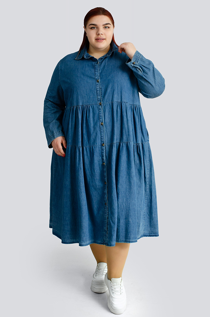 Джинсова сукня з ґудзиками великих розмірів