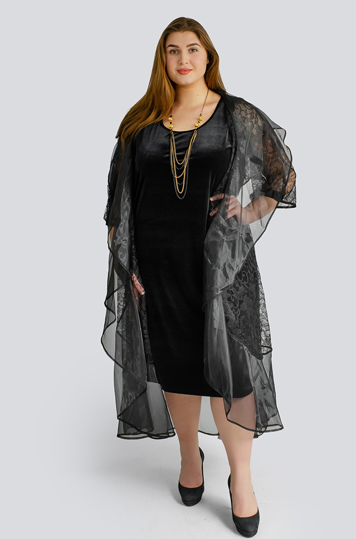 Платье-двойка миди больших размеров