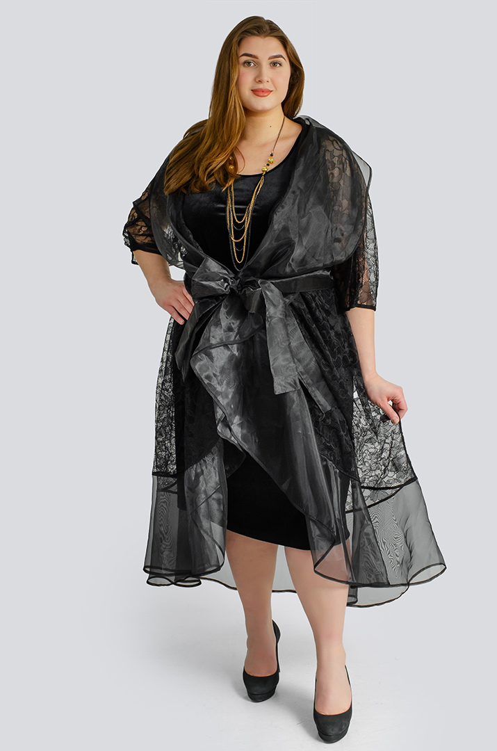 Платье-двойка миди больших размеров