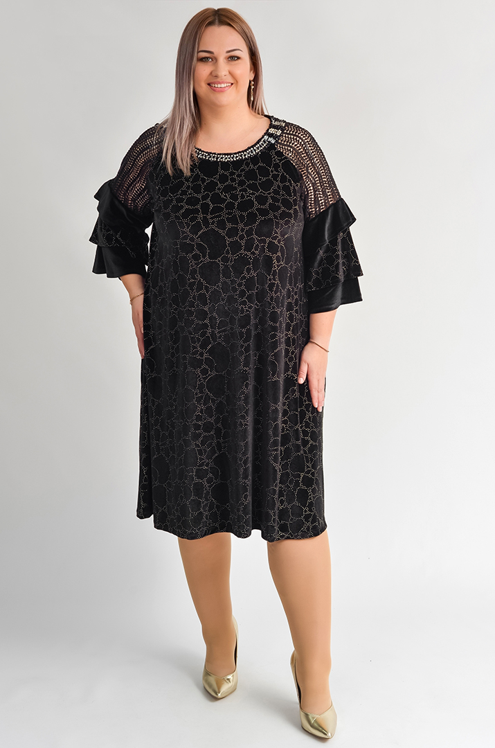 Вишукана велюрова сукня з декоративним оздобленням великих розмірів