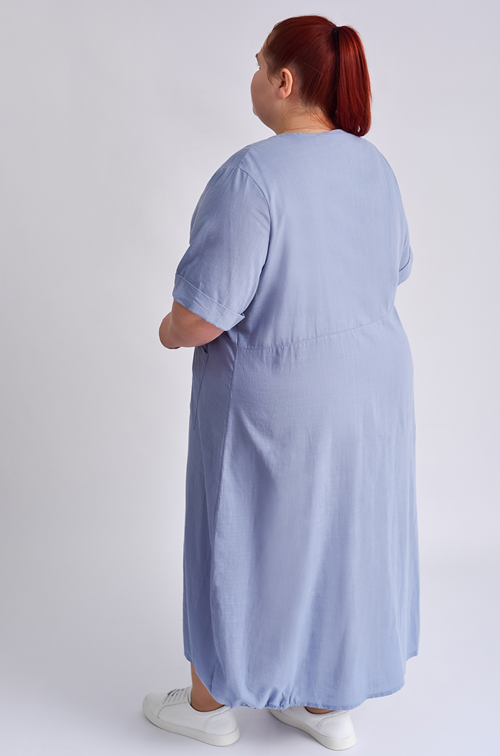 Сукня міді лляна з ґудзиками і кишенями великих розмірів