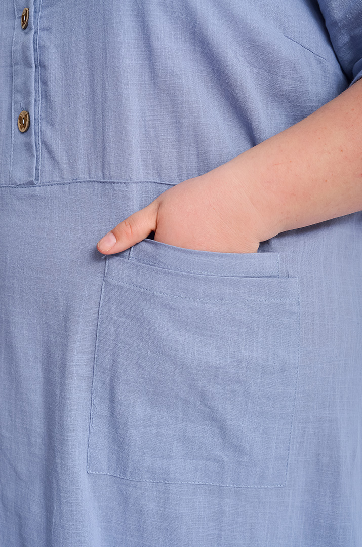 Сукня міді лляна з ґудзиками і кишенями великих розмірів