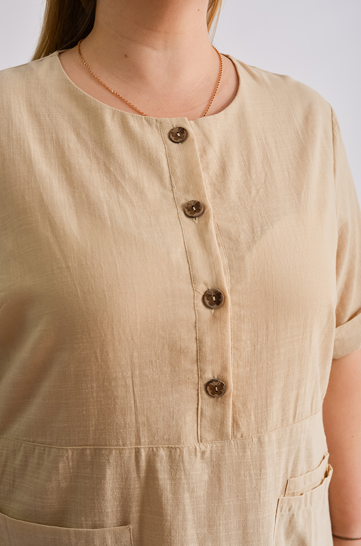 Сукня міді лляна з ґудзиками і кишенями великих розмірів