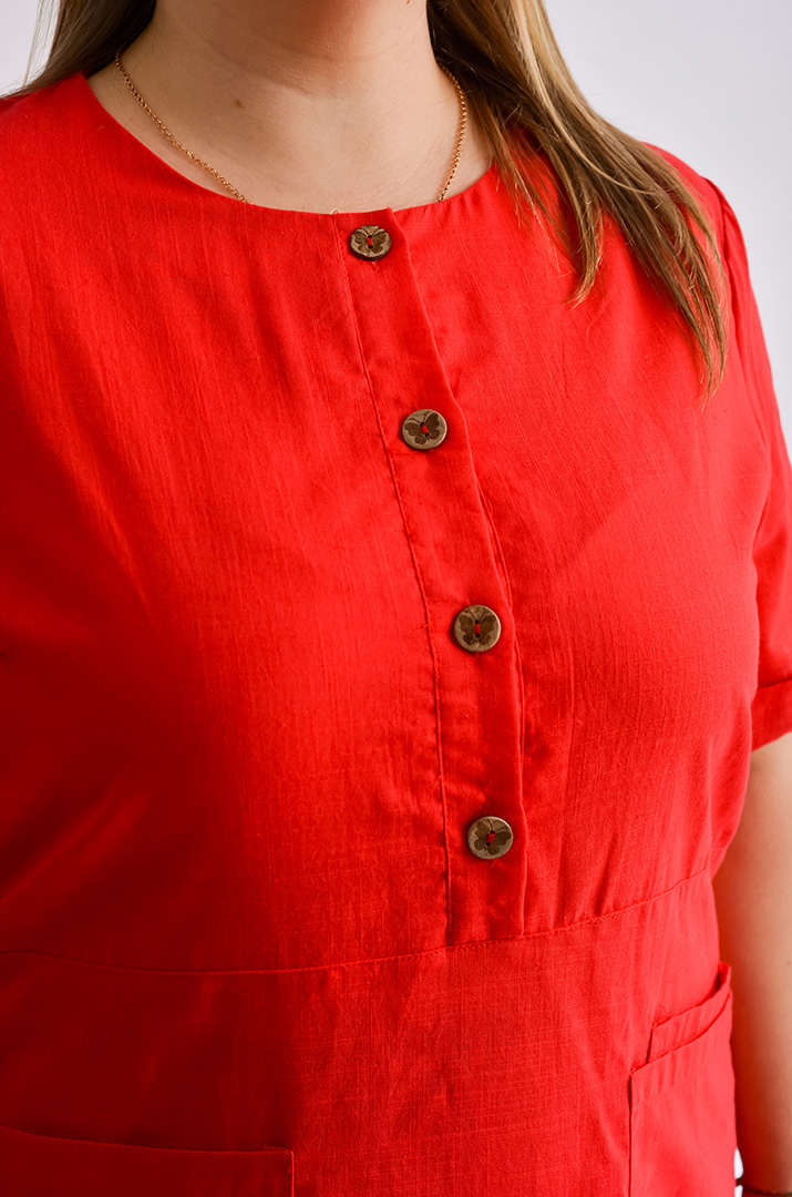 Сукня міді лляна з ґудзиками і кишенями великих розмірів