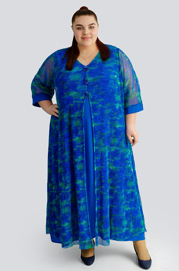 Платье макси жатка с украшениями больших размеров