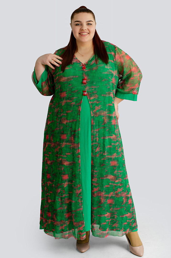 Платье макси жатка с украшениями больших размеров