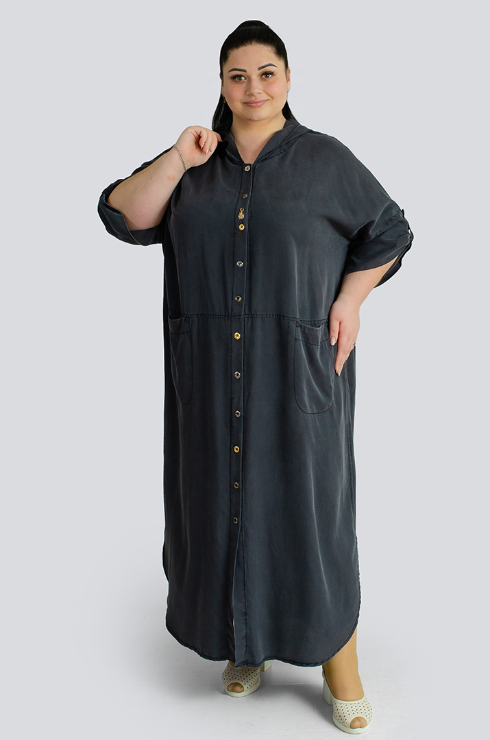 Платье макси с капюшоном и украшениями больших размеров