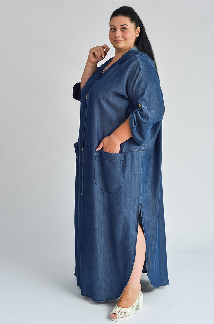 Платье макси с капюшоном и украшениями больших размеров