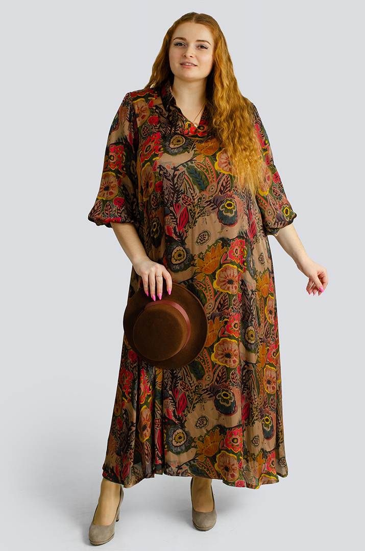 Сукня-двійка максі в принт великих розмірів