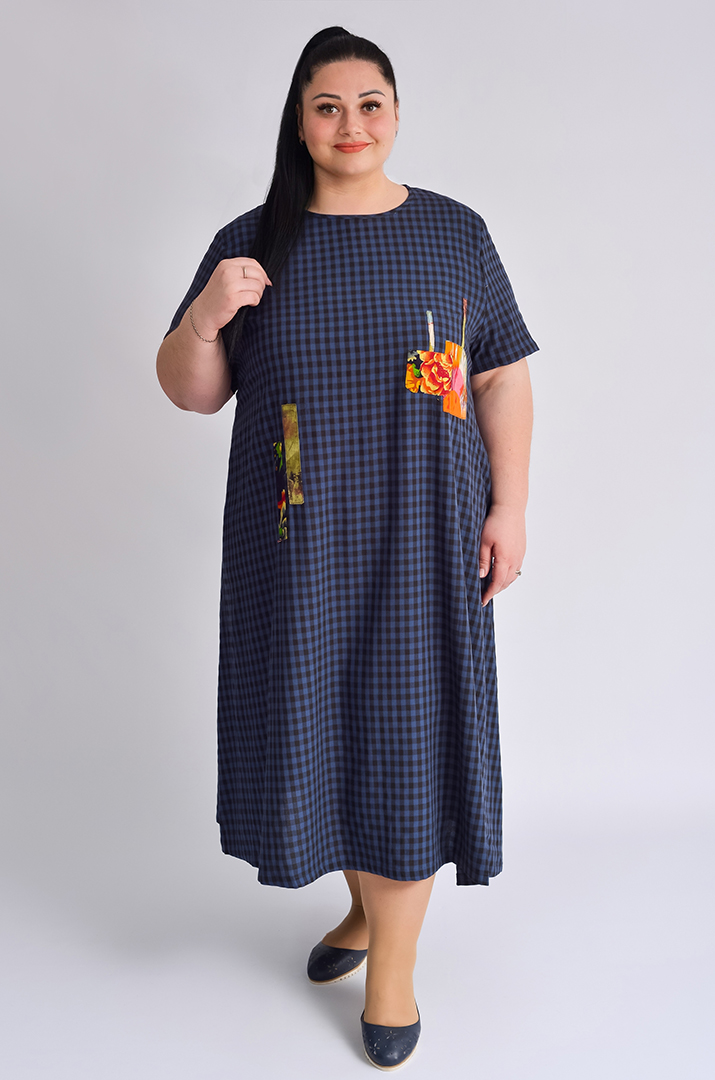 Сукня міді в клітинку великих розмірів
