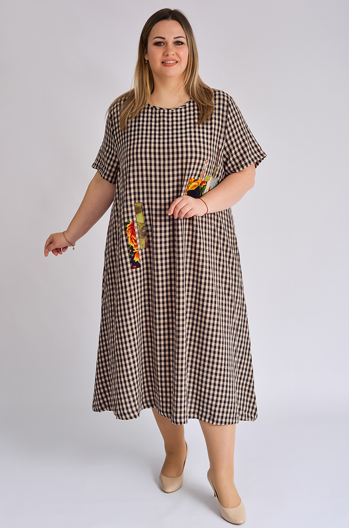 Сукня міді в клітинку великих розмірів