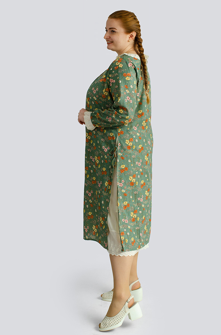 Платье макси в принт мильфлер с воротником больших размеров