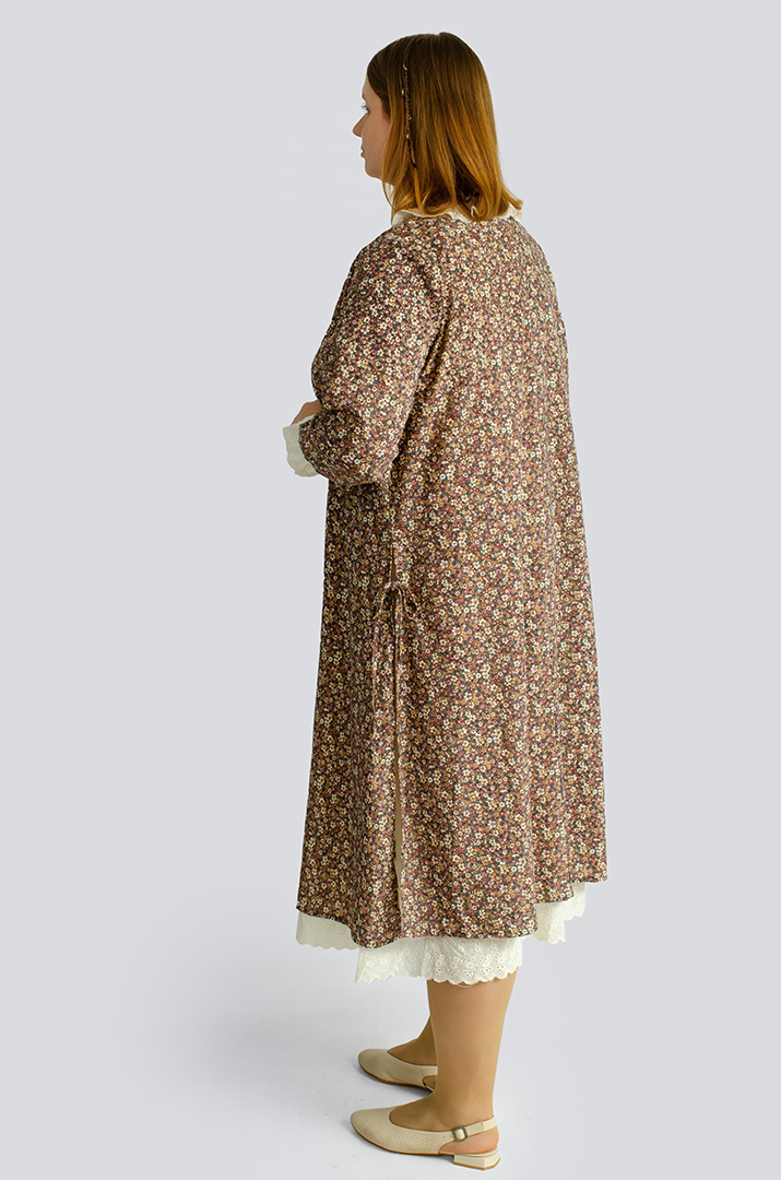 Платье макси в принт мильфлер с воротником больших размеров