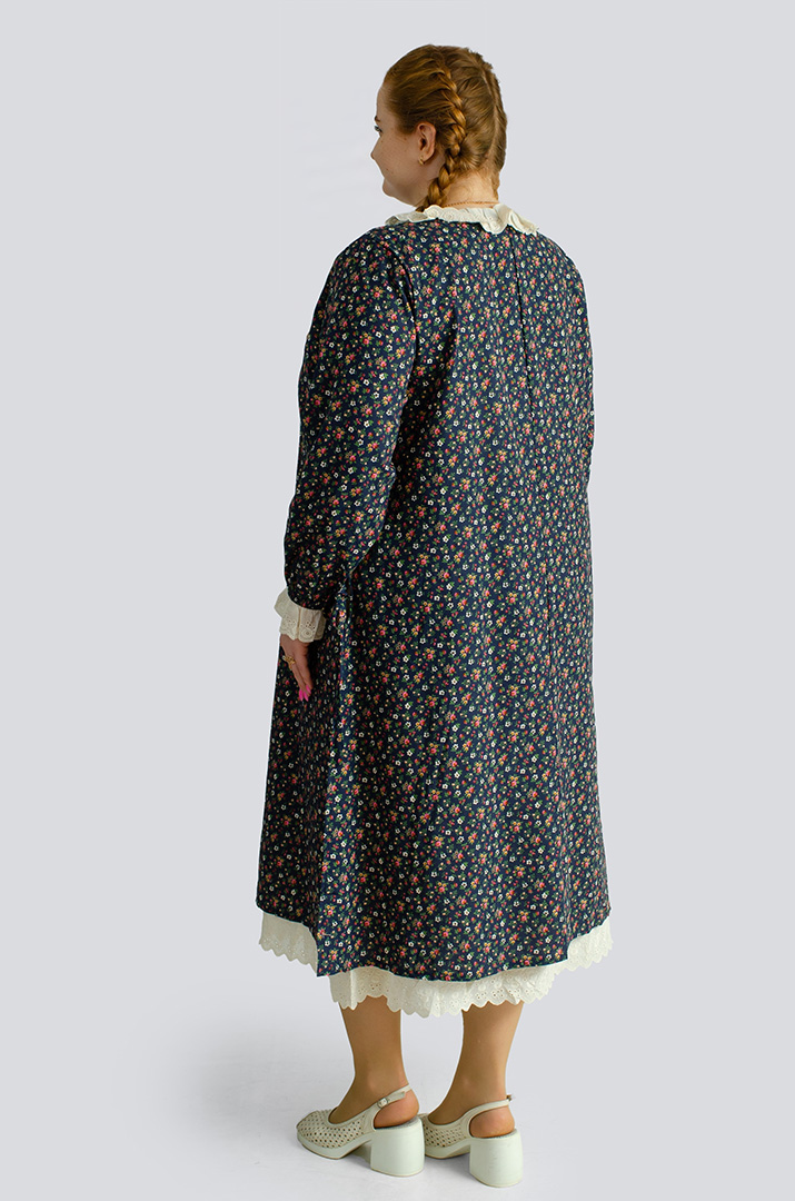 Платье макси в принт мильфлер с воротником больших размеров