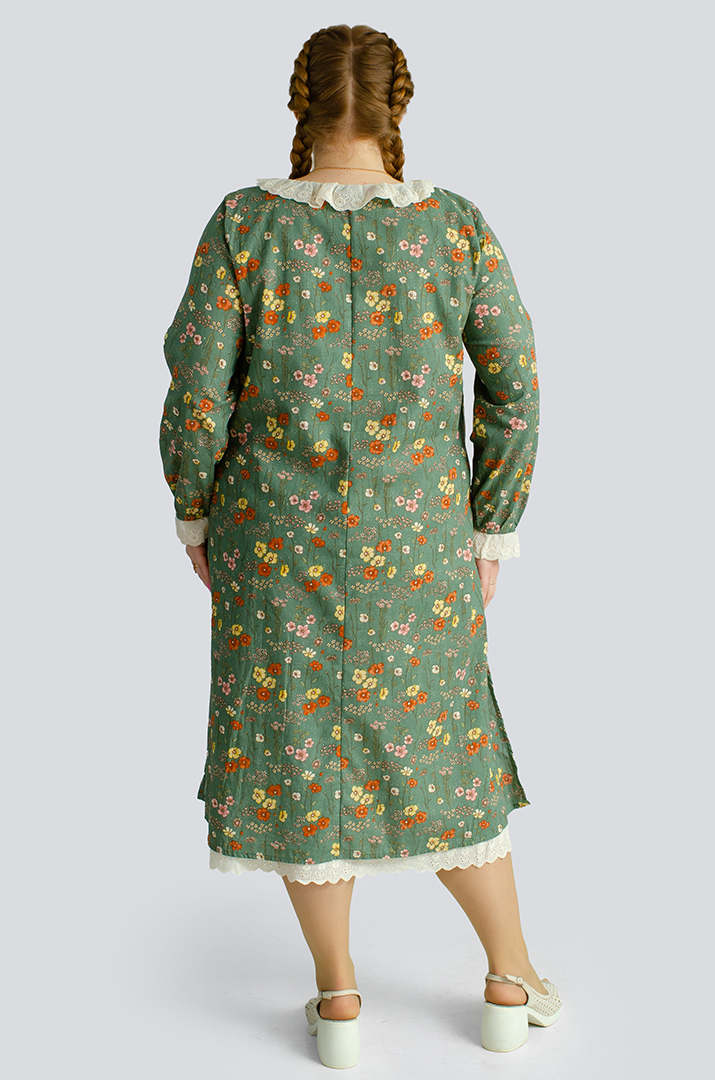 Платье макси в принт мильфлер с воротником больших размеров