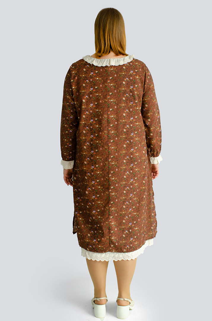 Платье макси в принт мильфлер с воротником больших размеров