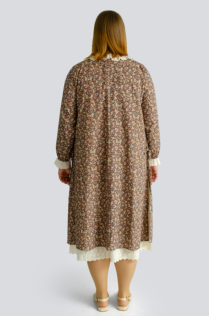 Платье макси в принт мильфлер с воротником больших размеров