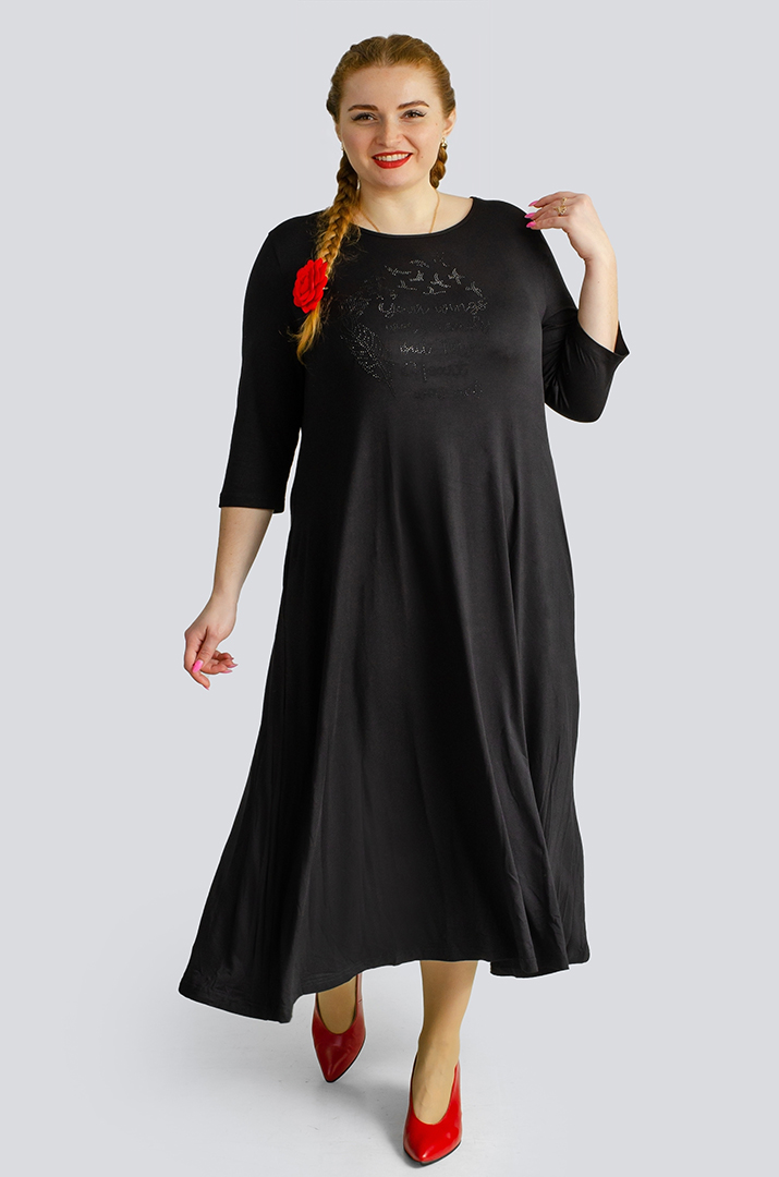 Чорна сукня максі зі стразами великих розмірів
