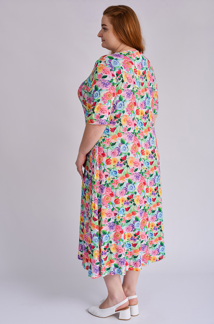 Платье макси в цветочный принт больших размеров