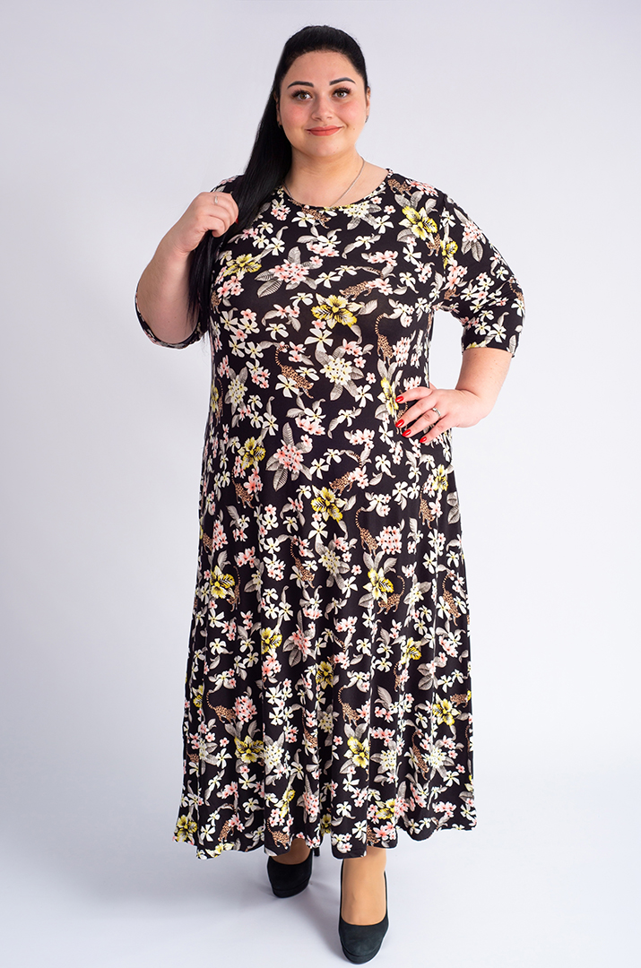 Платье макси в цветочный принт больших размеров