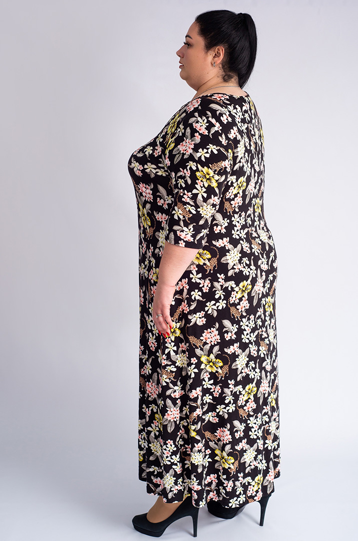Платье макси в цветочный принт больших размеров