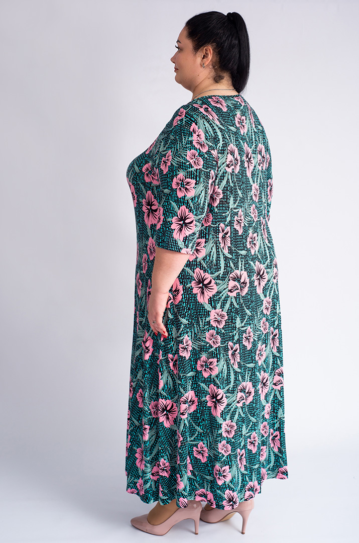 Платье макси в цветочный принт больших размеров