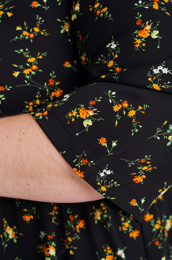 Платье миди с воланом в цветочный принт больших размеров