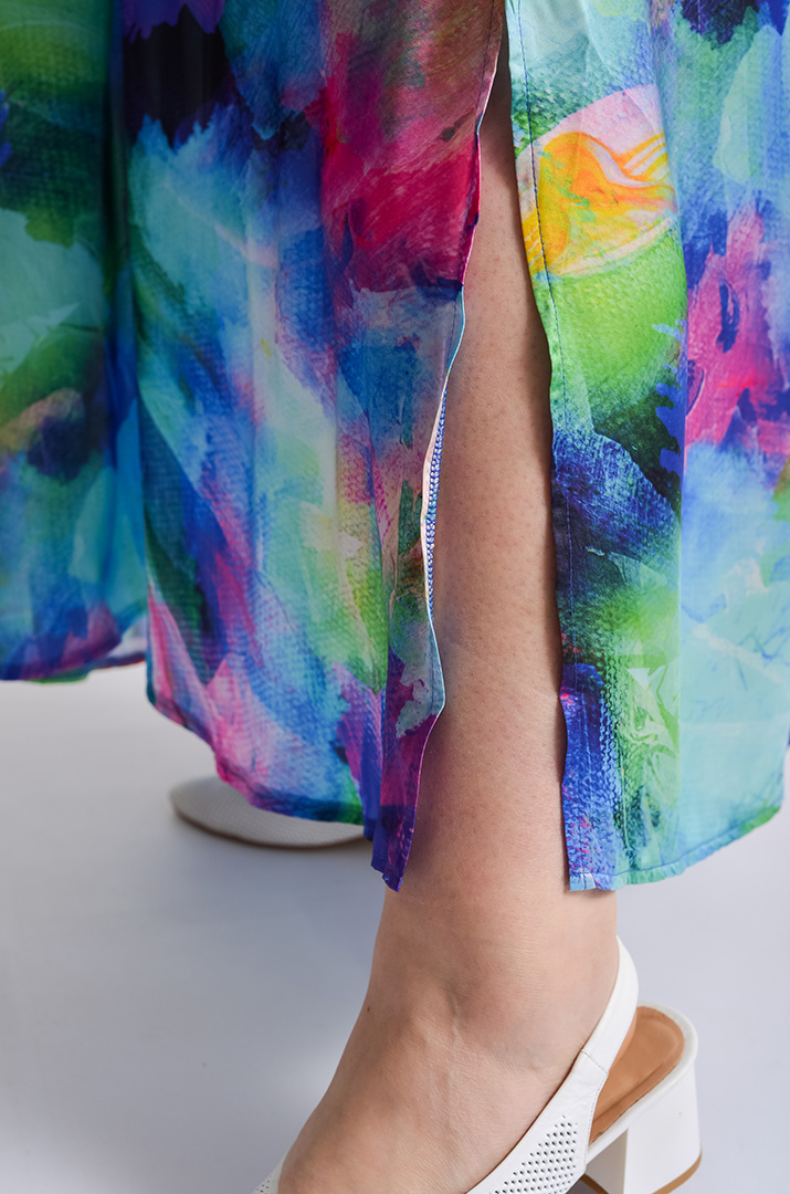 Сукня-двійка максі з яскравим принтом великих розмірів