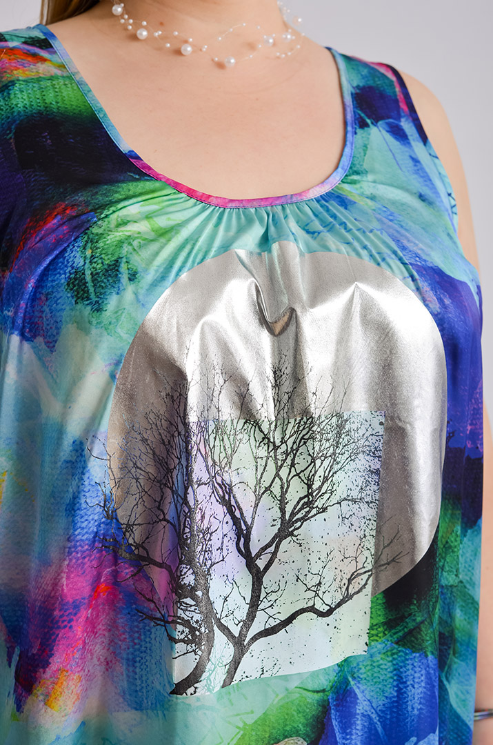 Сукня-двійка максі з яскравим принтом великих розмірів