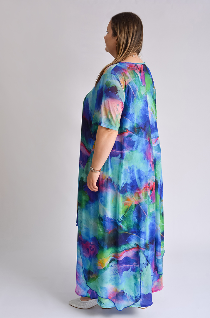 Сукня-двійка максі з яскравим принтом великих розмірів