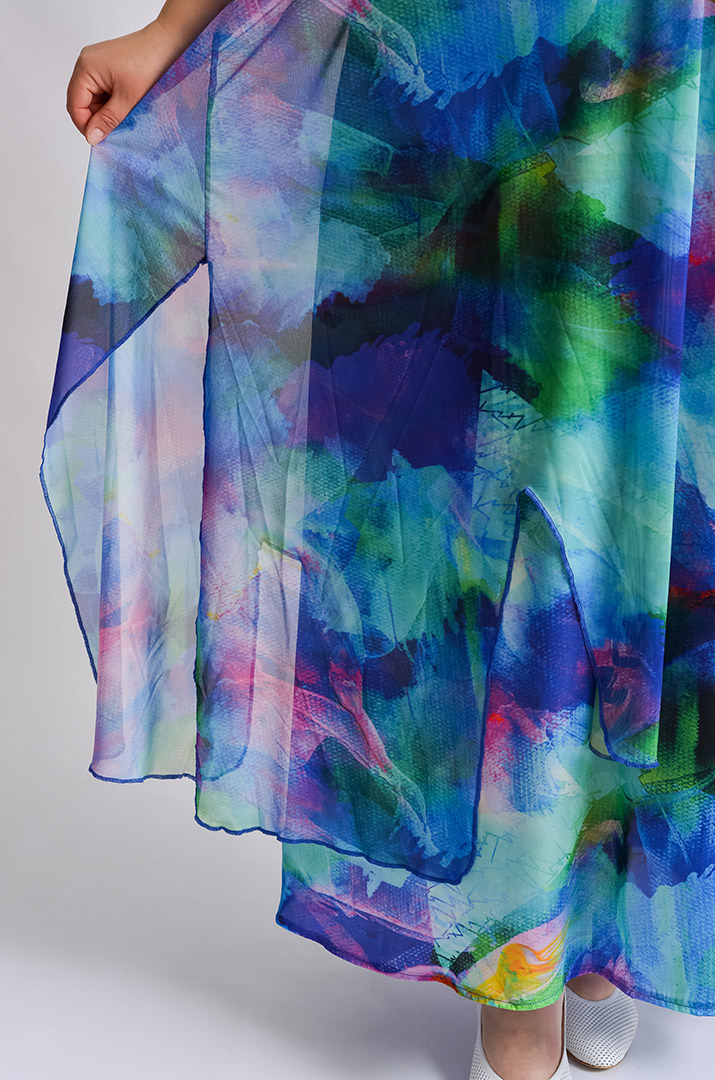 Сукня-двійка максі з яскравим принтом великих розмірів