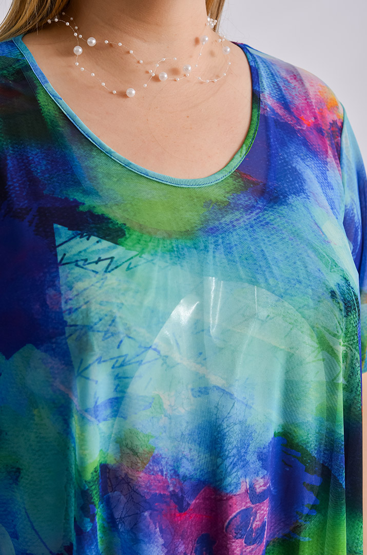 Сукня-двійка максі з яскравим принтом великих розмірів