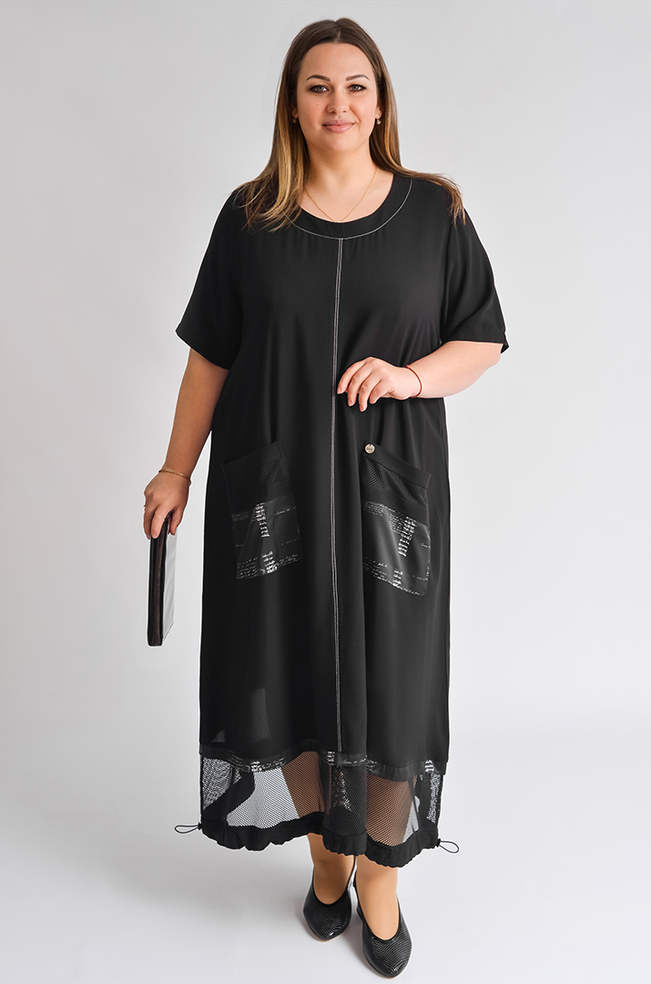 Сукня максі балон з кишенями великих розмірів